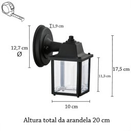 5 Luminária Arandela Externa Vintage Colonial Preta Alz17 - 5