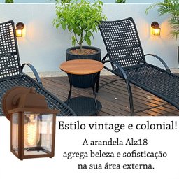 Luminária Arandela Externo Colonial Plastico Marrom Alz18 - 2