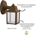Ver imagem 3 de 2 Un Luminária Arandela Externa Vintage Colonial Marrom Alz18