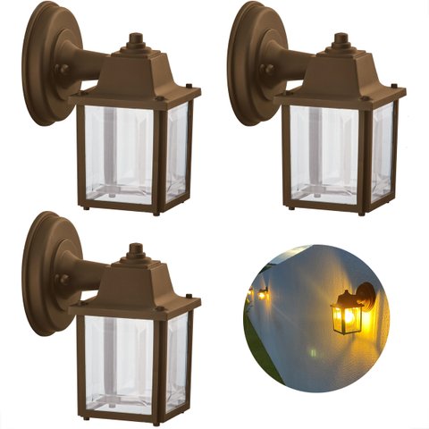3 Un Luminária Arandela Externo Colonial Marrom Alz18