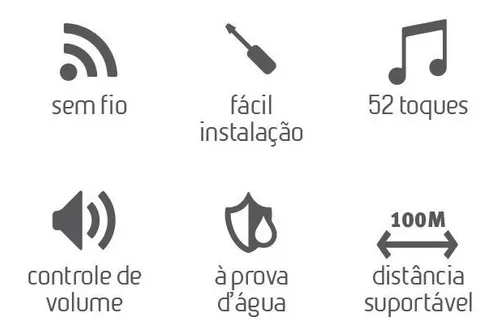 Campainha Residencial Wireless Sem Fio Comfort Door a Pilha Longo Alcance 100 Metros Branco - 2