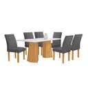 Ver imagem 2 de Conjunto Mesa Stella Ripada 170cm com 6 Cadeiras Canela Tampo Smart Plus com Vidro