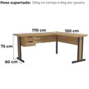 Ver imagem 4 de Mesa de Canto com Gaveteiro 170x150 Cm Versatil 1170a Itapua Kappesberg