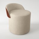 Ver imagem 1 de Puff Encosto Corino Redondo Suede Sala Penteadeira Quarto:bege