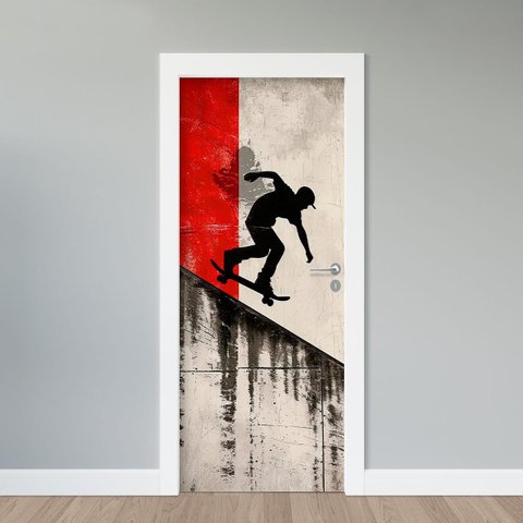 Adesivo de Porta - Skate Arte