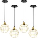 Ver imagem 1 de 4 Pendentes Aramado Globo Luminária Lustre Luxo Teto Retrô Vintage Dourado Agp Ilumini Industrial