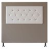 Cabeceira Casal 1,40m Havana Suede com Corino Branco - Pallazio - Bege - 1