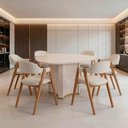 Ver imagem 3 de Mesa de Jantar 6 Lugares Orgânica Tampo com Vidro 136cm Lavie D05 Off White - Lyam Decor
