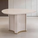 Ver imagem 1 de Mesa de Jantar 6 Lugares Orgânica Tampo com Vidro 136cm Lavie D05 Off White - Lyam Decor