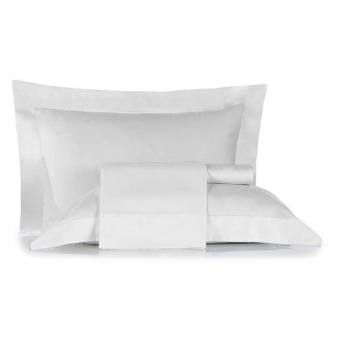 Jogo de Cama 100% Algodão Queen Size Liso 180 Fios Nova América:branco