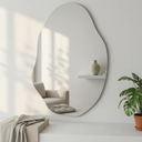 Ver imagem 2 de Espelho Grande Organico Lapidado Decorativo Sala Hall Parede 70x50 Cm Moderno C/ Suporte