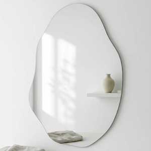 Espelho Grande Organico Lapidado Decorativo Sala Hall Parede 70x50 Cm Moderno C/ Suporte