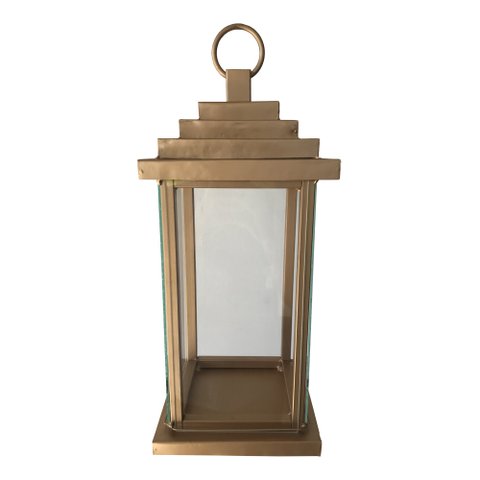 Lanterna de Chão Artesanal Branca Media Decorativa Libertas Rosas Lanterna Rustica Dourado