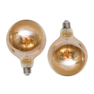 Kit 2x Lâmpadas de Filamento Led Globo G125 4w Ambar 2200k Bivolt