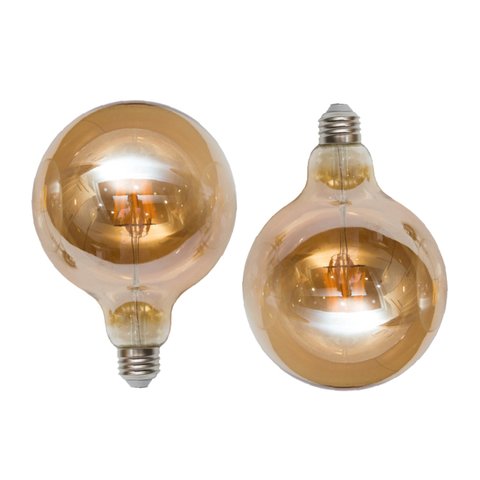 Kit 2x Lâmpadas de Filamento Led Globo G125 4w Ambar 2200k Bivolt