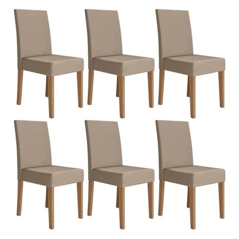 Kit 6 Cadeiras de Jantar Josi MDF Suede Bege Pallazio