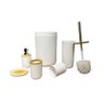 Kit Conjunto Banheiro Bambu Branco Lavabo Lixeira 5 Litros Completo 6 Peças - 1