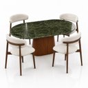 Ver imagem 3 de Mesa de Jantar Oblongo 180x100 cm Tampo Mármore Vitória Régia Base Nogueira