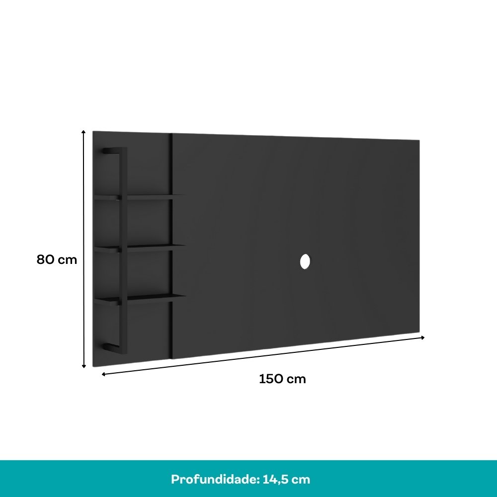 Rack Painel Tv 50 Polegadas Ohio Carraro Preto - 9