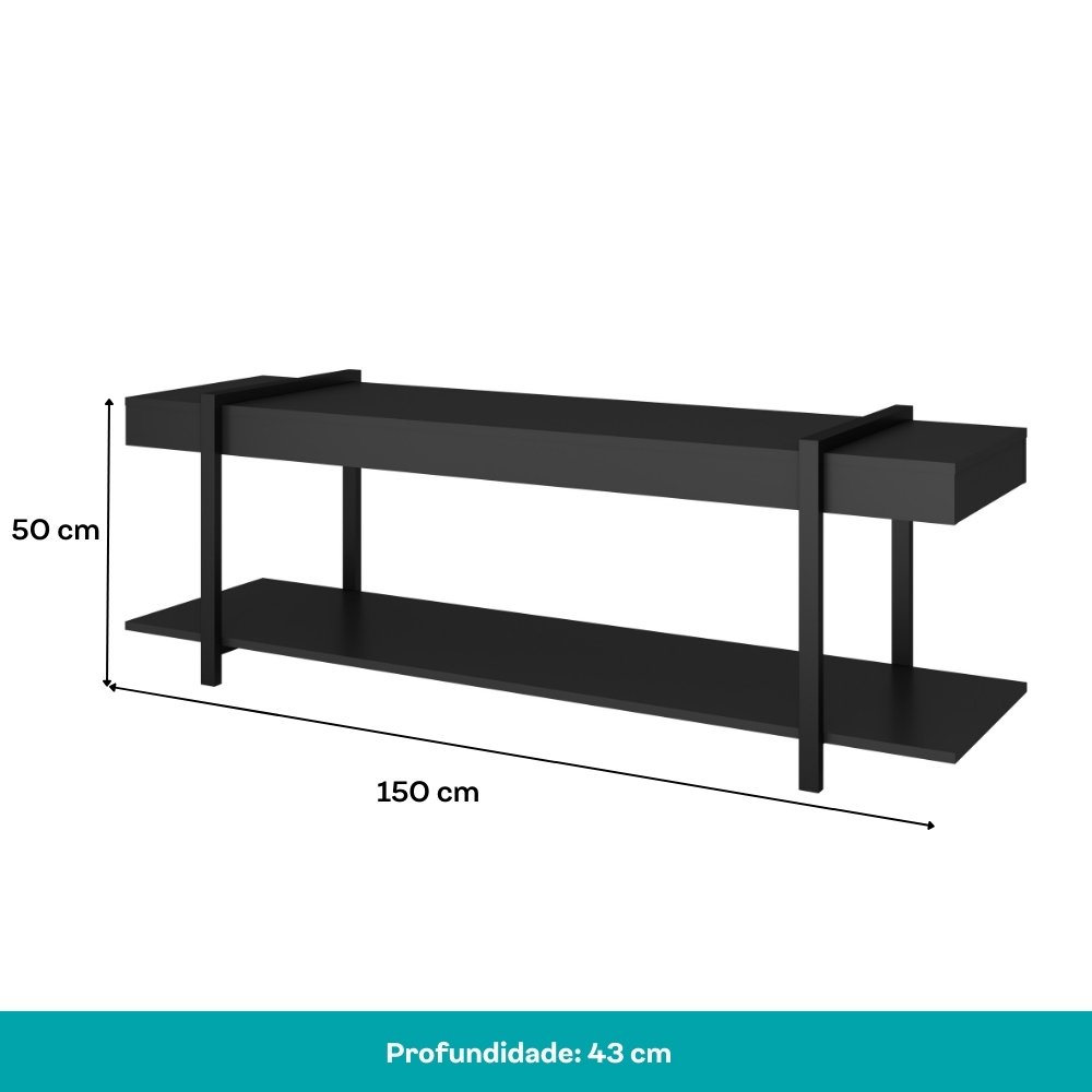 Rack Painel Tv 50 Polegadas Ohio Carraro Preto - 2