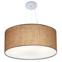 Ver imagem 1 de Lustre Pendente Cilíndrico Vivare Md-4074 Cúpula em Tecido 60x30cm - Bivolt - Palha - Bivolt