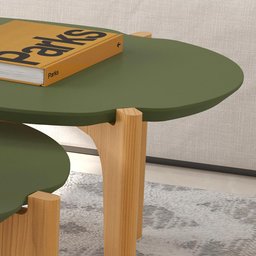 Mesa de Centro Sala de Estar Florida 1,05m Verde Floresta/freijó - Lukaliam Móveis - 5