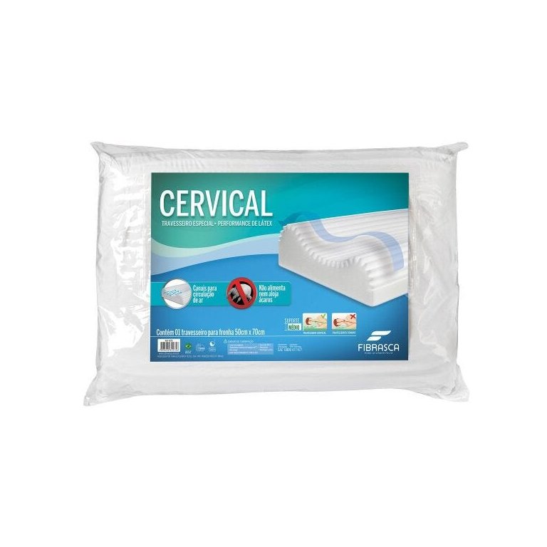 Travesseiro Cervical Látex Lavável