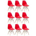 Ver imagem 1 de Kit 9 Cadeiras Charles Eames Eiffel Dsw - Base de Madeira Clara - Vermelho Multicolorido