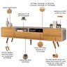 Rack para Sala Erah com Painel para Tv Ripado 86 Pol Wise B01 Off White Cinamomo - Lyam Decor - 4