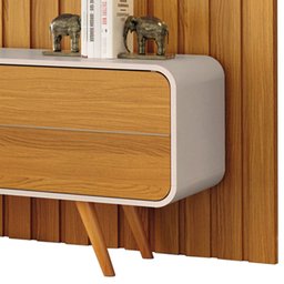 Rack para Sala Erah com Painel para Tv Ripado 86 Pol Wise B01 Off White Cinamomo - Lyam Decor - 8