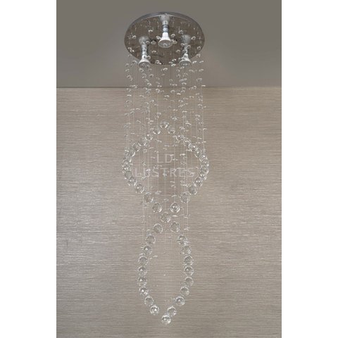 Luminária Pendente de Cristal Base de Inox 30cm de Diâmetro:1,20m/bivolt