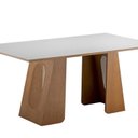 Ver imagem 1 de Mesa Tampo MDF e Vidro 100x200cm Celine Marrom/Amêndoa