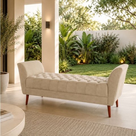 Recamier 160 cm Reforçada e Confortável para Sala de Estar Bege