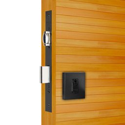 Fechadura Pado Rolete 55mm Porta Pivotante Cilindro de 74mm preto - 2