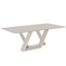 Mesa de Jantar Livia Flora 180 cm Retangular Borda Arredondada Madeira Vidro Colado Laca Branco - 1