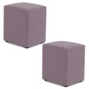 Ver imagem 1 de Kit 02 Puffs Decorativos Sala de Estar Quadrado 36x47cm Veludo Rosê - Desk Design