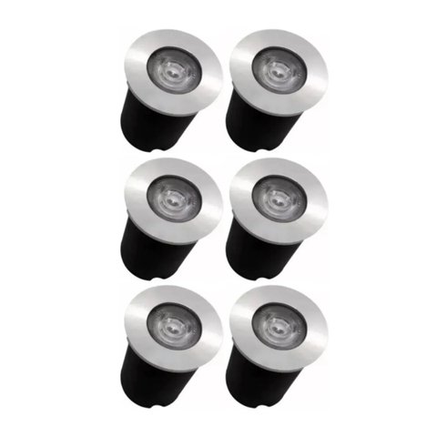 6 Embutido Solo 1w Balizador Led Blindado Ip67 Inox Spot Chão Piso