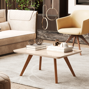 Mesa Centro Decoração Ambiente Sala Mdf Apoio Moderno:off White