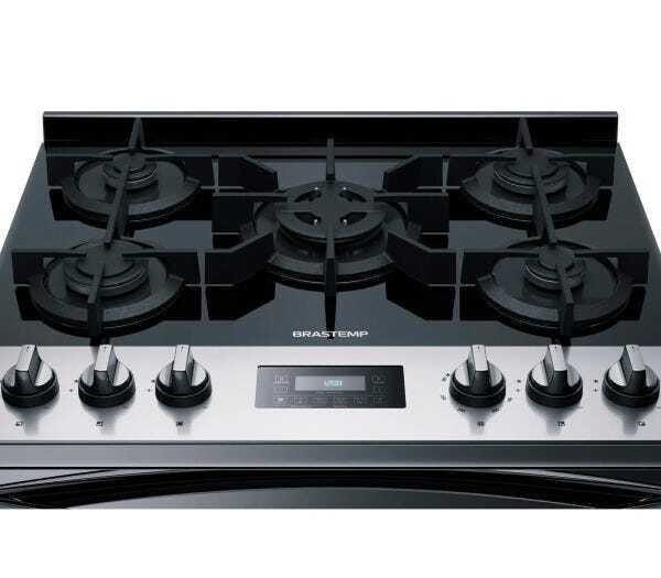 Fogão Brastemp 5 Bocas Duplo Forno Cor Inox com Mesa de Vidro e Touch Timer com Autodesligamento - B - 9