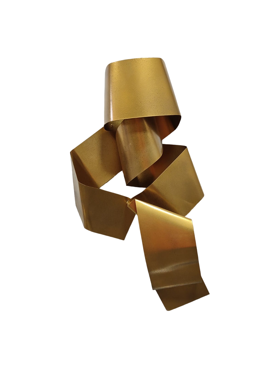 Decoração Escultura de Parede Luminária Abstrata em Aço Cor Dourado Exclusiva no Brasil  Para Sala Q