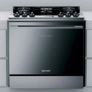 Fogão Brastemp 5 Bocas de Embutir Cor Inox com Mesa de Vidro e Touch Timer com Autodesligamento - By