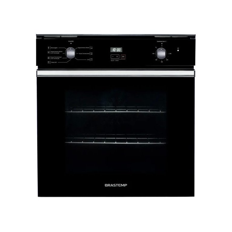 Forno de embutir elétrico Brastemp 84 litros Preto com convecção e timer touch - BOC84AE