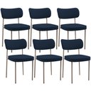 Ver imagem 1 de Kit 06 Cadeiras Estofadas para Sala de Jantar Melina Base Arena L02 Suede Azul Marinho - Lyam Decor