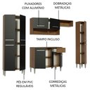 Ver imagem 5 de Armário de Cozinha Completa 261cm Rustic/Preto Emilly Hit Madesa XA