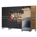 Ver imagem 3 de Armário de Cozinha Completa 261cm Rustic/Preto Emilly Hit Madesa XA