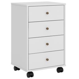 Mesa de Cabeceira Presence 4 Gavetas 45 Cm C/ Rodinha - Criado Demobile:branco - 2