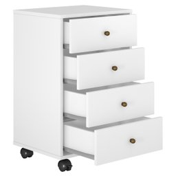Mesa de Cabeceira Presence 4 Gavetas 45 Cm C/ Rodinha - Criado Demobile:branco - 3