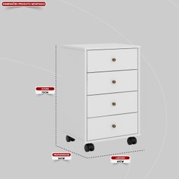 Mesa de Cabeceira Presence 4 Gavetas 45 Cm C/ Rodinha - Criado Demobile:branco - 5