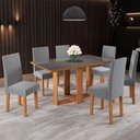 Ver imagem 1 de Mesa de Jantar 6 Lugares Belinda com Vidro Mel/veludo Cinza/grafite - Viero Móveis