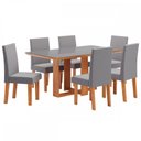 Ver imagem 2 de Mesa de Jantar 6 Lugares Belinda com Vidro Mel/veludo Cinza/grafite - Viero Móveis